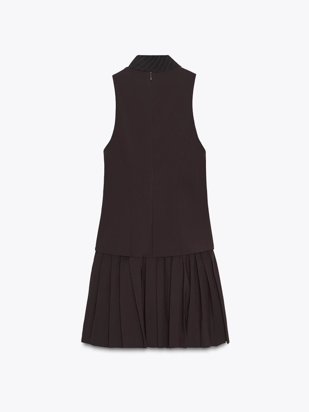 NWT Zara Woman TIE PLEATED SHORT DRESS Brown Size S Small - Picture 7 of 12
